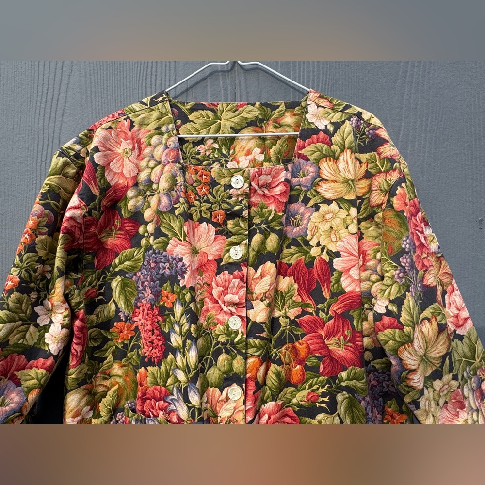 Gianna Rose 90s Floral Tapestry Utility Work Coat Size LG - Picture 10 of 16